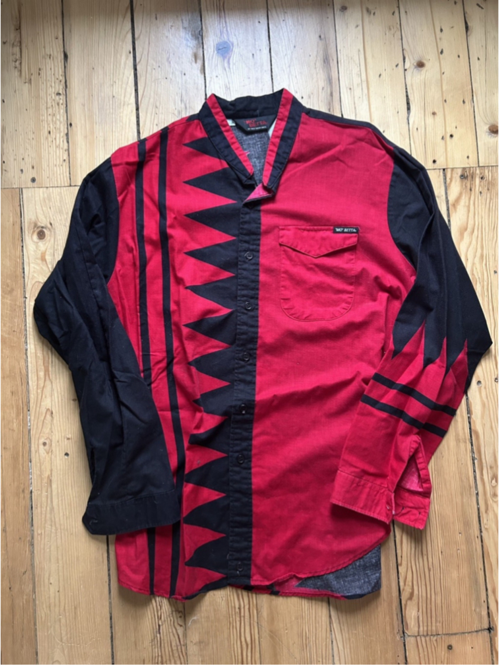 Mo Betta Western Shirt Mens XL Vintage Flame Garth Brooks Rodeo Red Black 90s